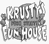 Krusty's Fun House title screen for GameBoy